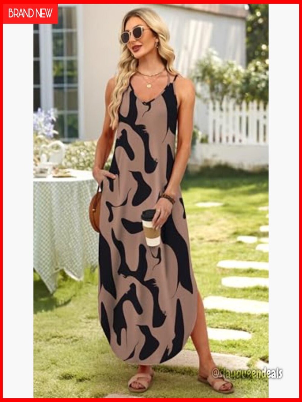 Maxi Halter Dress Boho Summer Casual Beach Vacation Travel Outfit - Picture 2 of 6